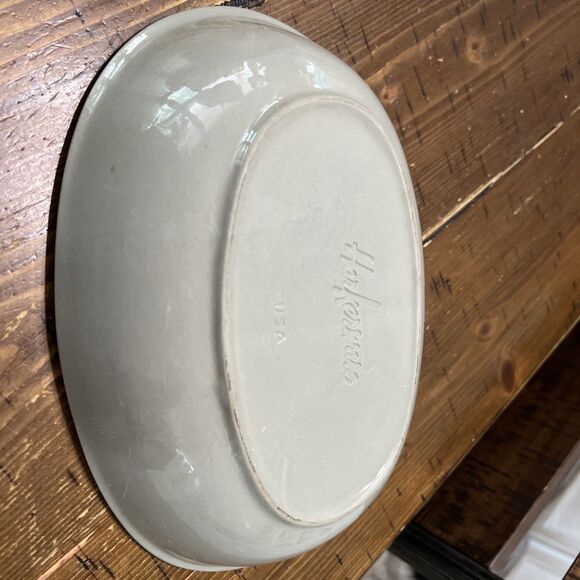 Harkerware Serving Bowl Divided Oval Pink  & Gray , Vintage , Cottagecore - Picture 2 of 5